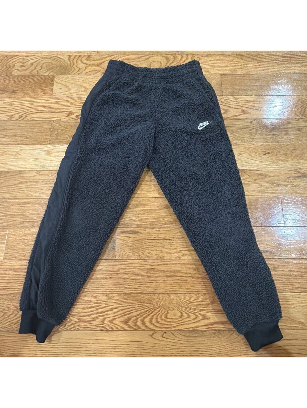 Size Medium Nike Fleece Sherpa Sweatpants Black Full Zip Side Panels Y2K Style
